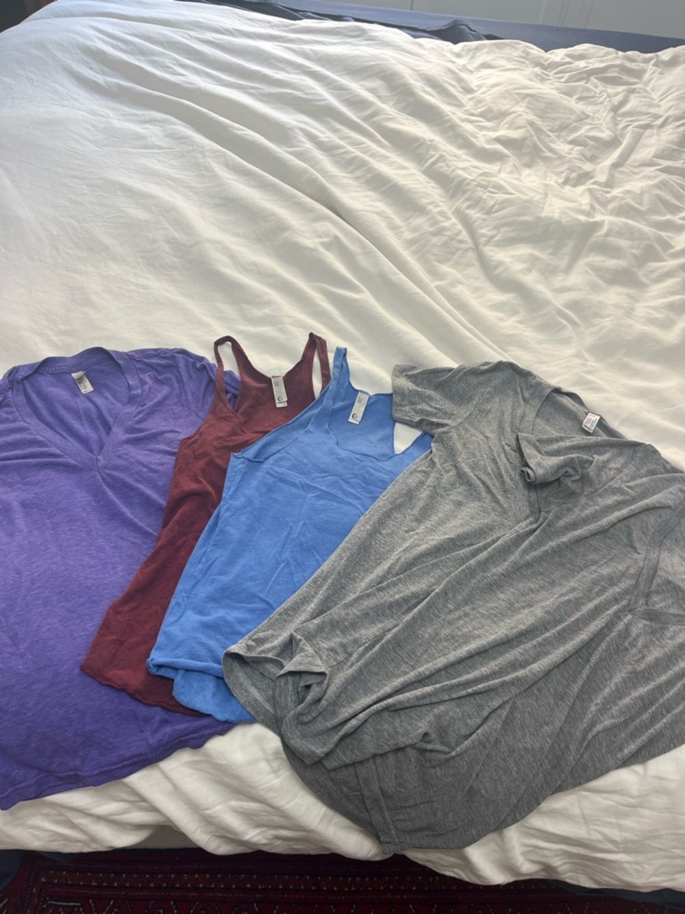 American Apparel Women's Mixed Tank & Tee Bundle - Purple, Burgundy, Blue, Gray